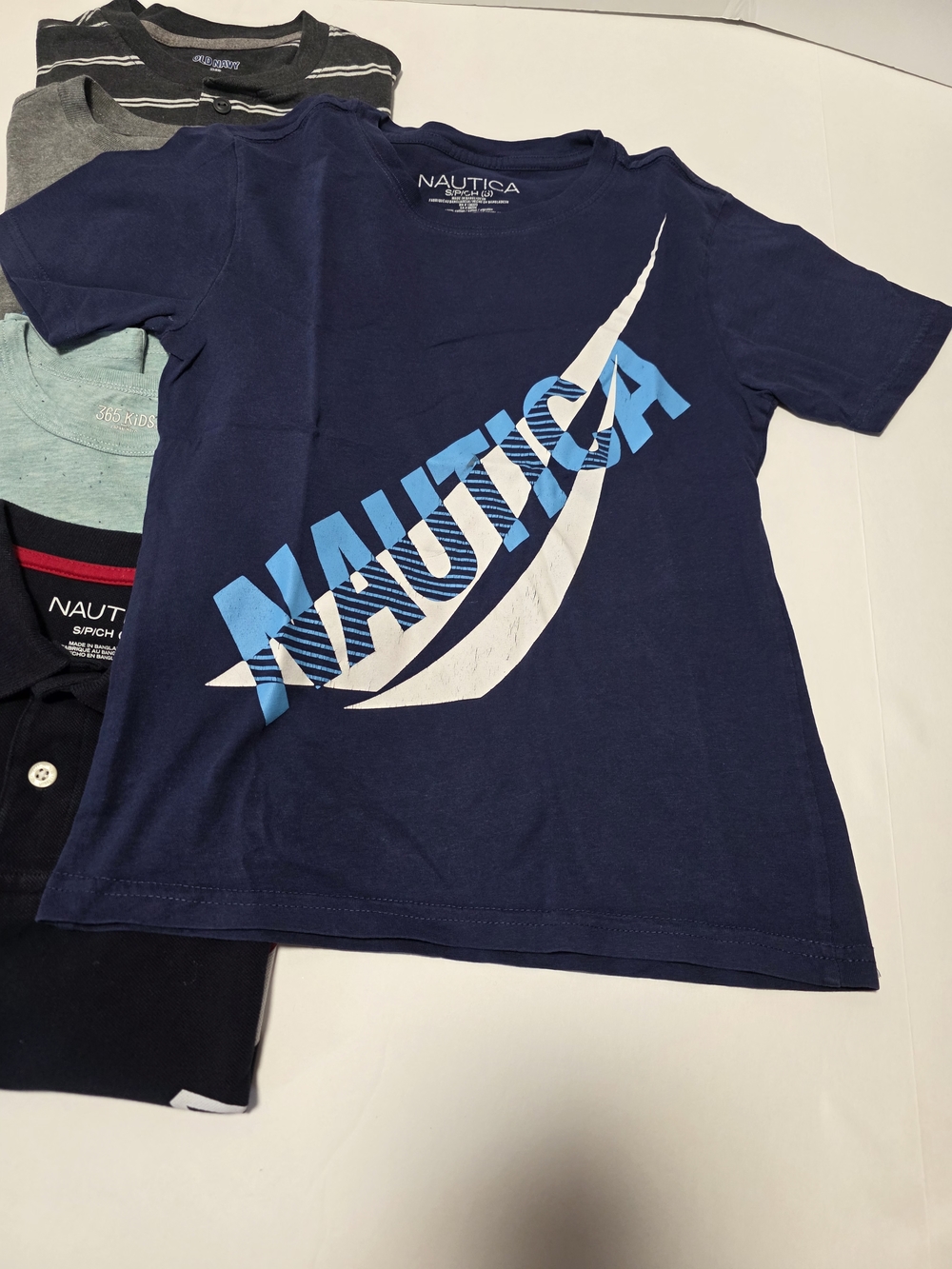 Boys' Size 8 Navy Polo & Graphic Tee Set - Navy, Gray, Red, Orange, Light Blue - Picture 9 of 16